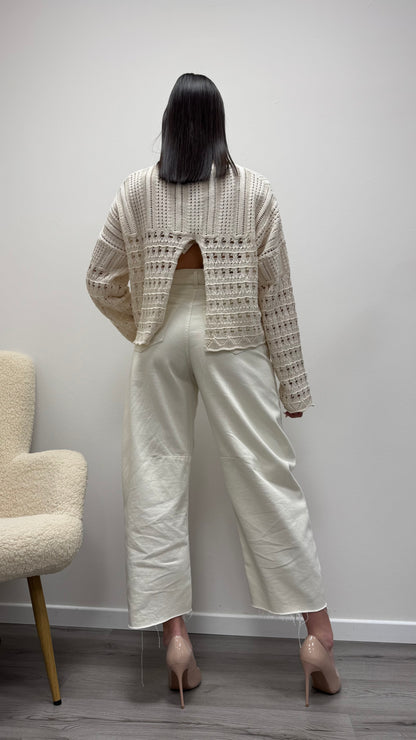 Maglia paricollo traforata con spacchetto dietro  Haveone