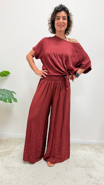 Pantaloni palazzo Extasy vino