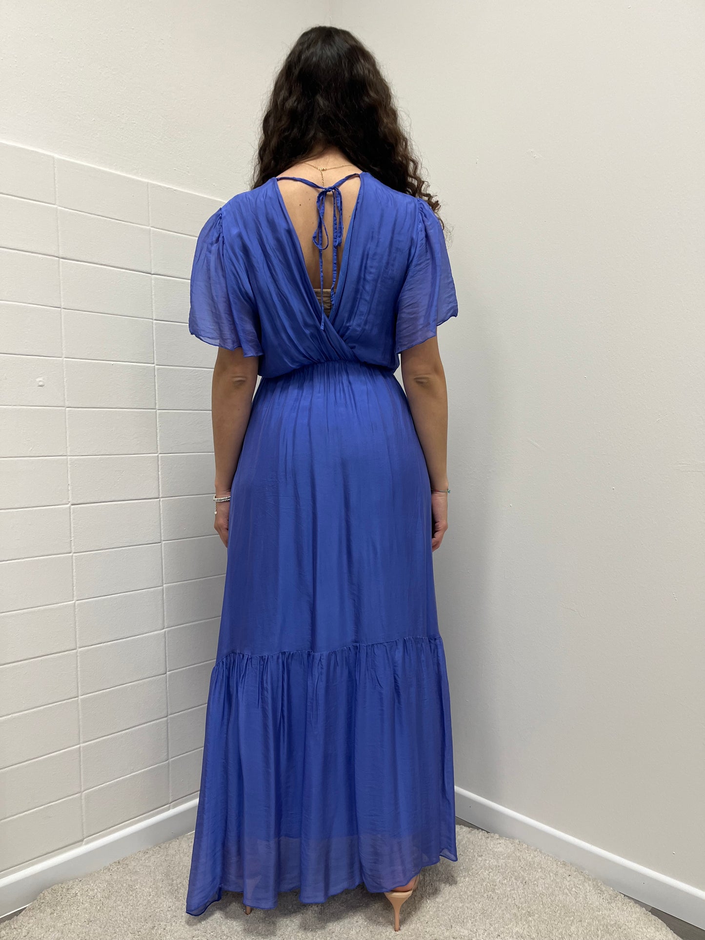 Haveone Abito in seta Scollo a V Blu