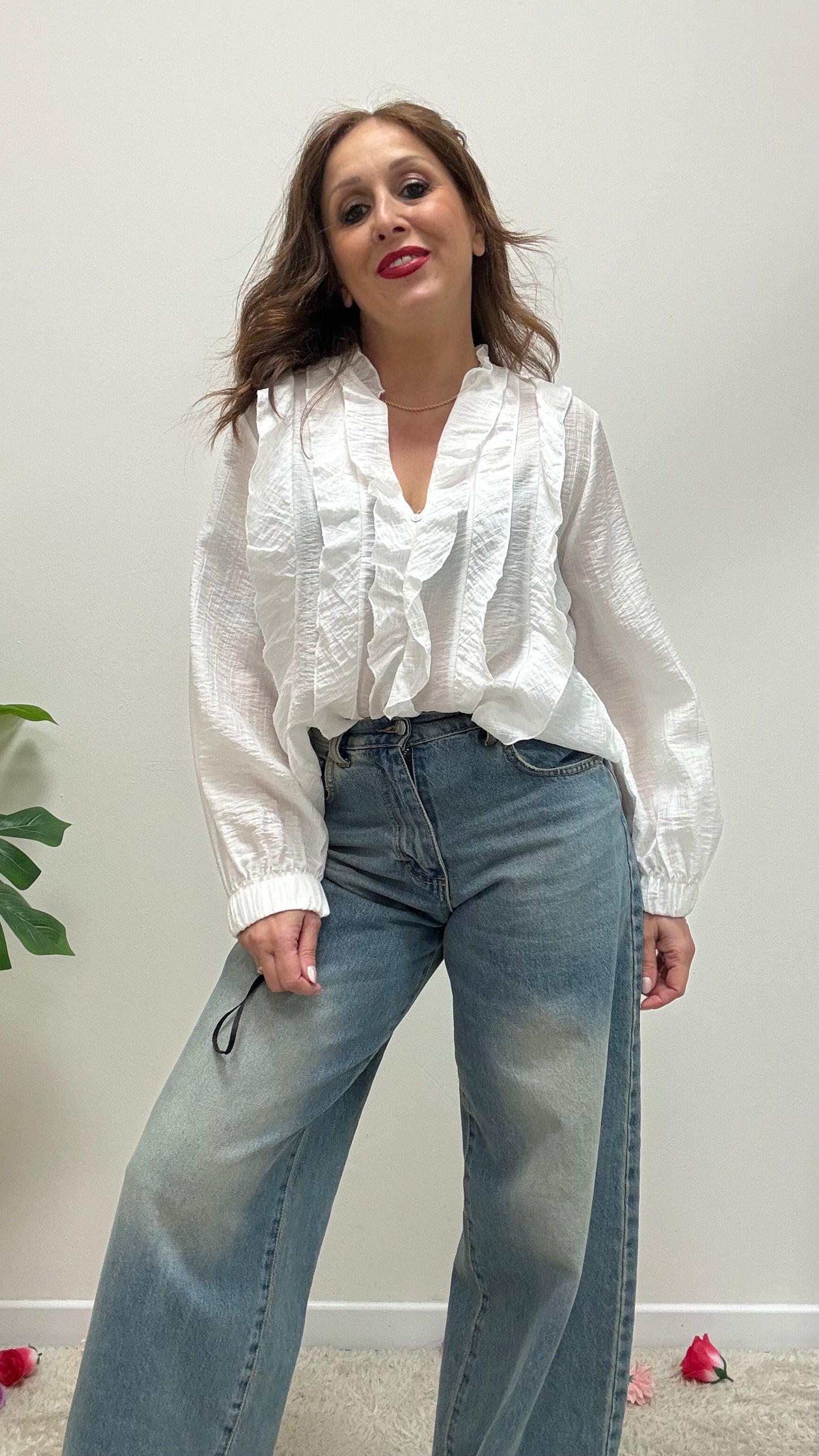 Camicia rouches Extasy bianca