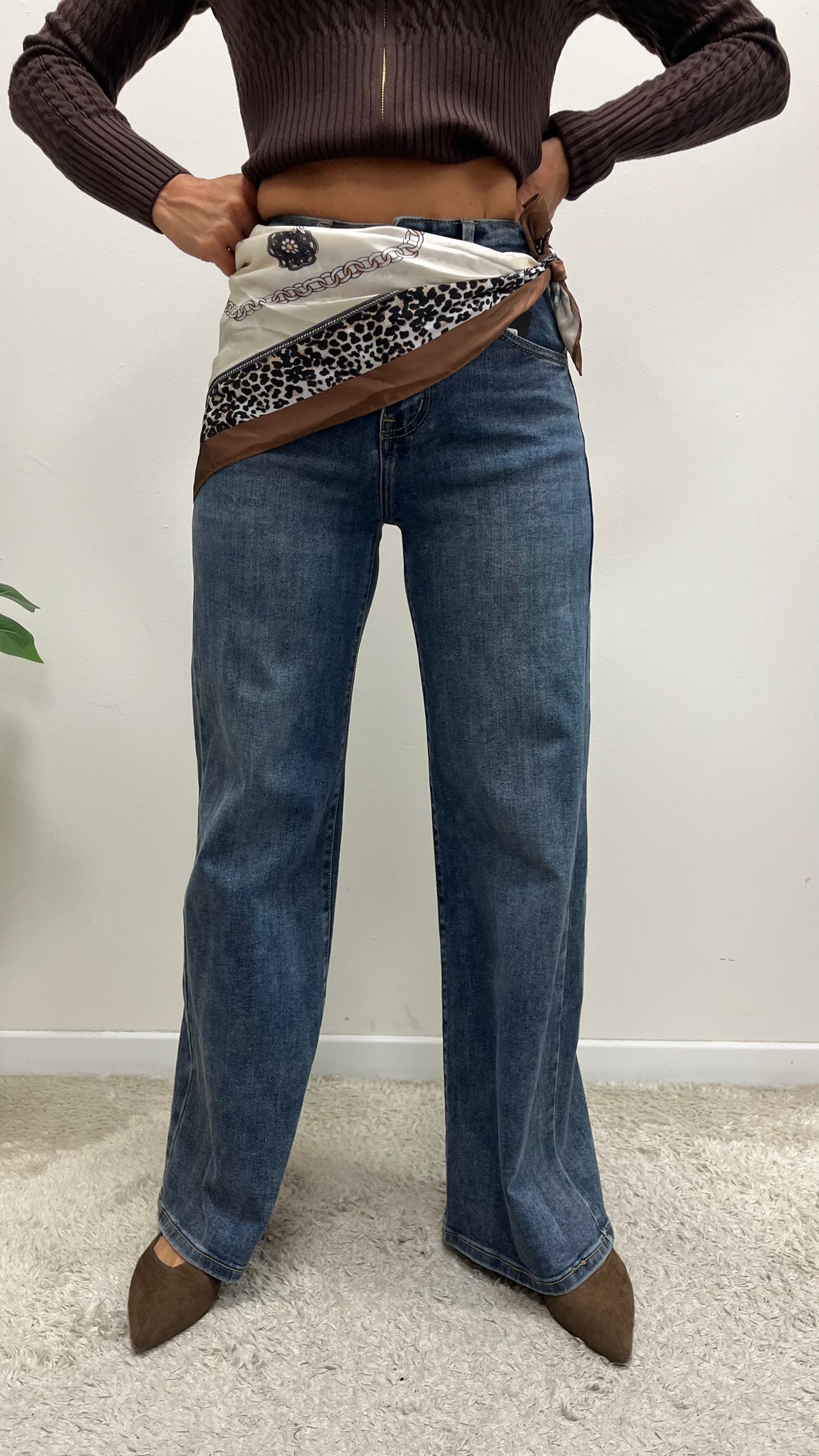 Jeans palazzo elasticizzato con foulard Extasy art.SA7670
