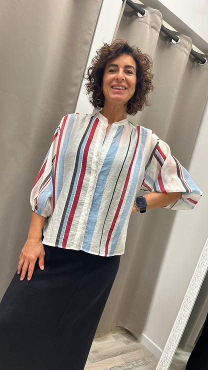Camicia in Lyocell Righe Motel