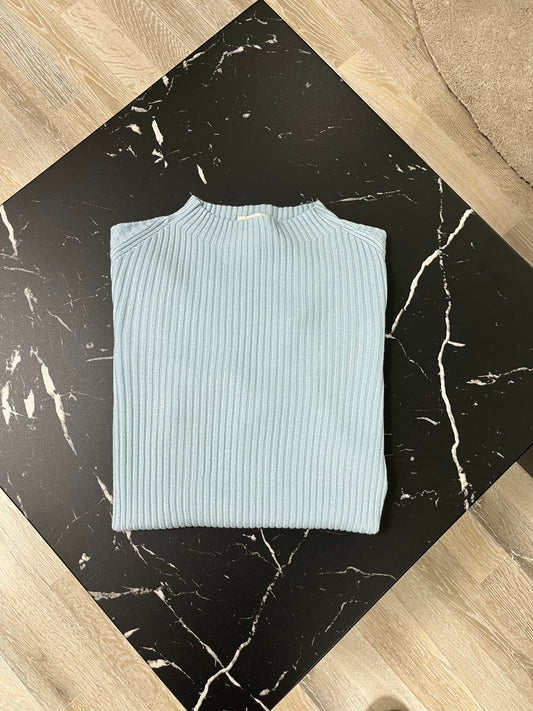 Maglia a Costine con Collo a Lupetto Susy Mix Azzurra