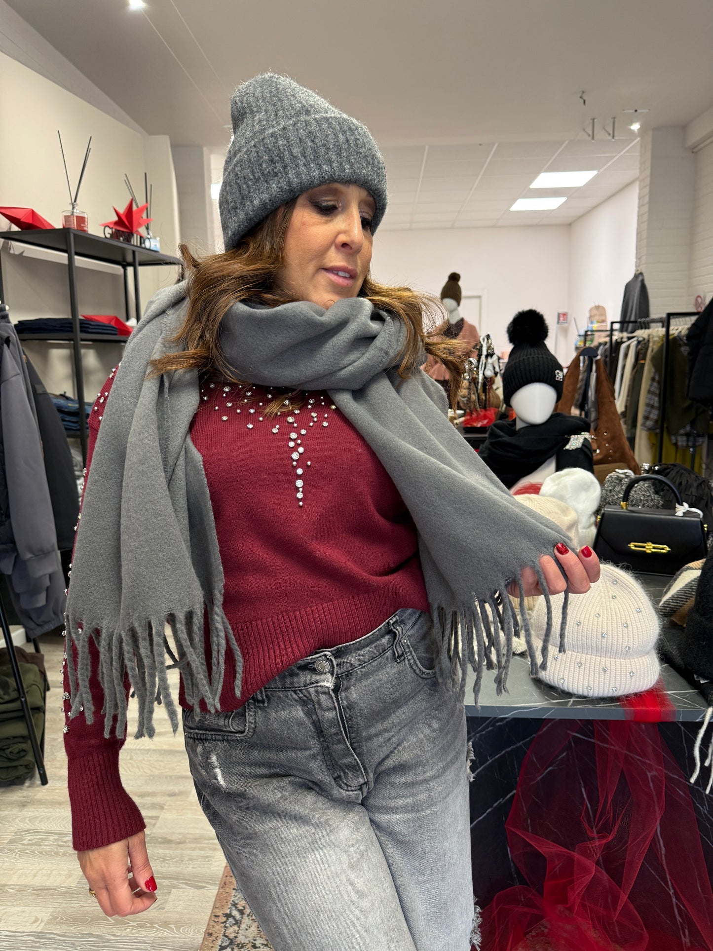 Sciarpa tinta unita grigio calda viscosa Memoire