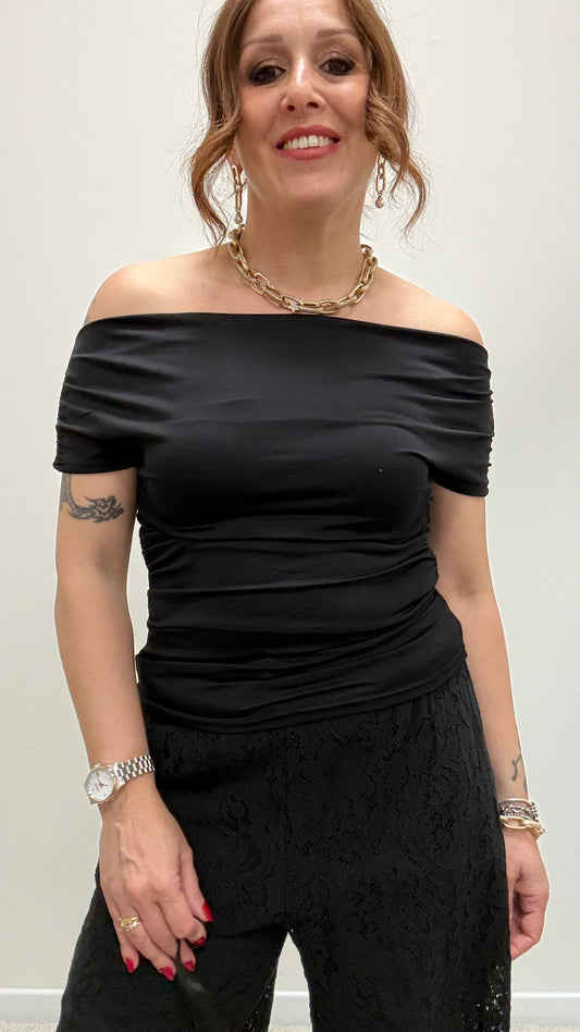 Top scollo shiffer Susy Mix Nero