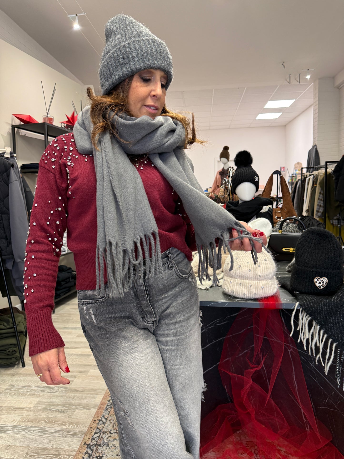 Sciarpa tinta unita grigio calda viscosa Memoire