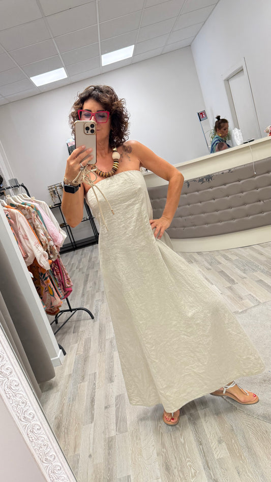 Abito a fascia in lino beige My-d