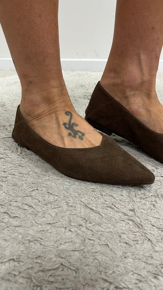 Ballerine eco camoscio moro punta Memoire