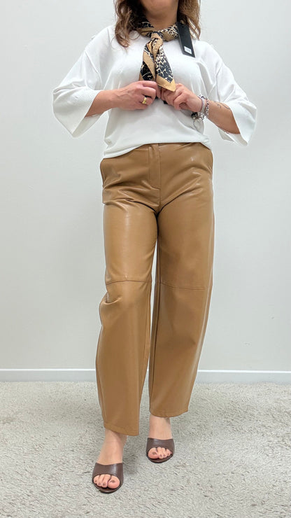 Pantaloni ovetto ecopelle cammello Imperial