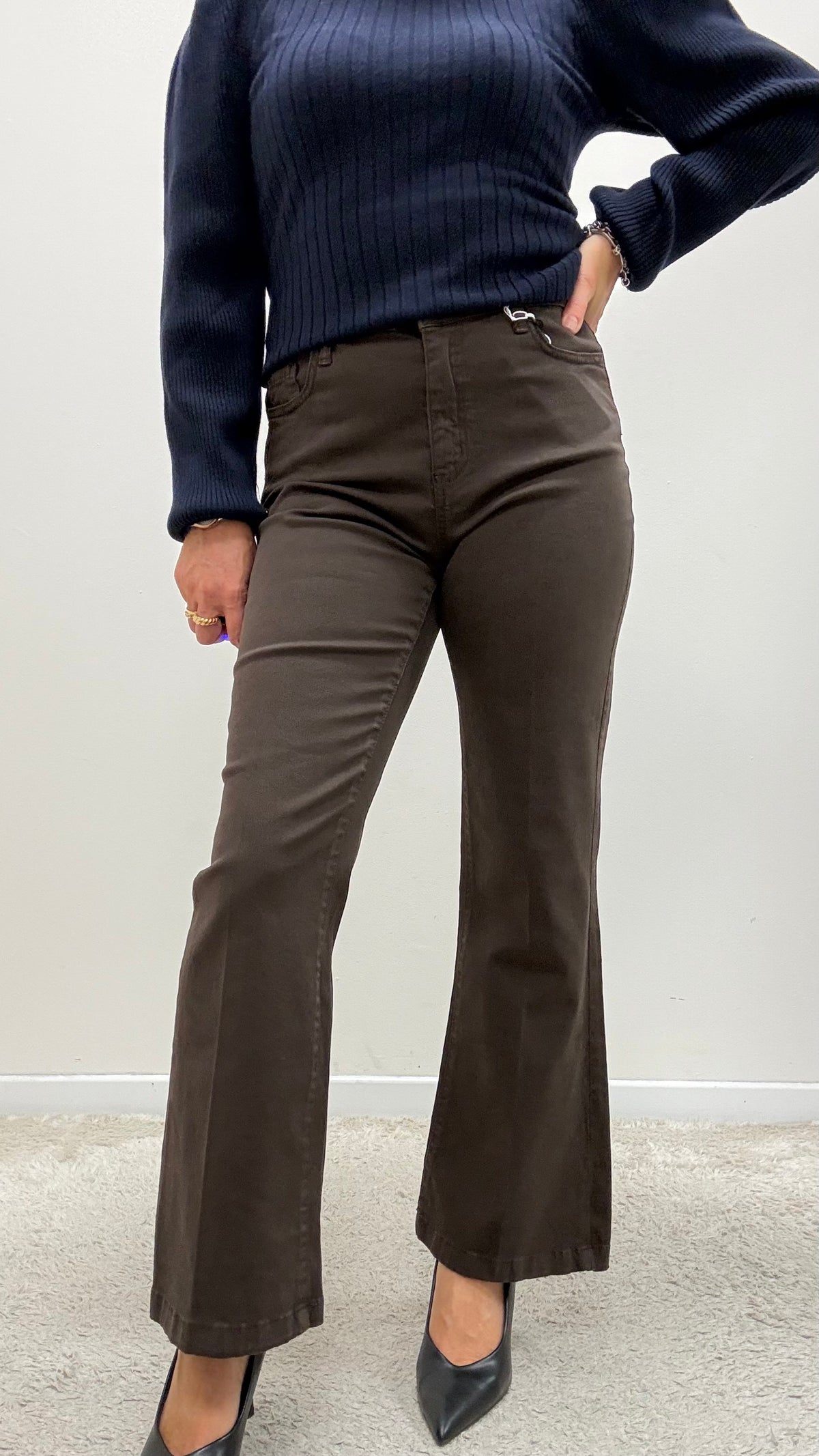 Pantaloni a trombetta Extasy moro