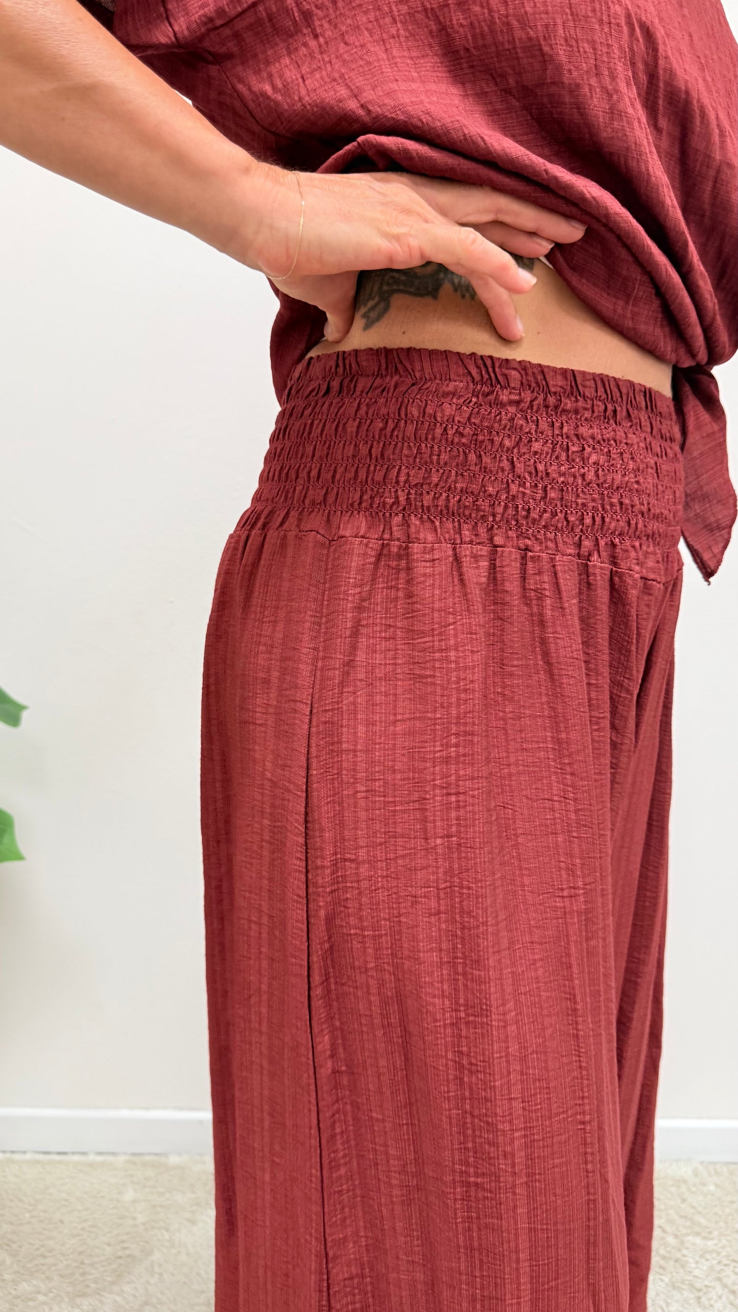 Pantaloni palazzo Extasy vino