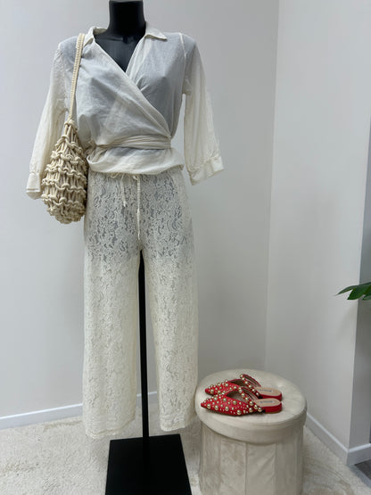 Susy mix camicia incrociata in mussola burro