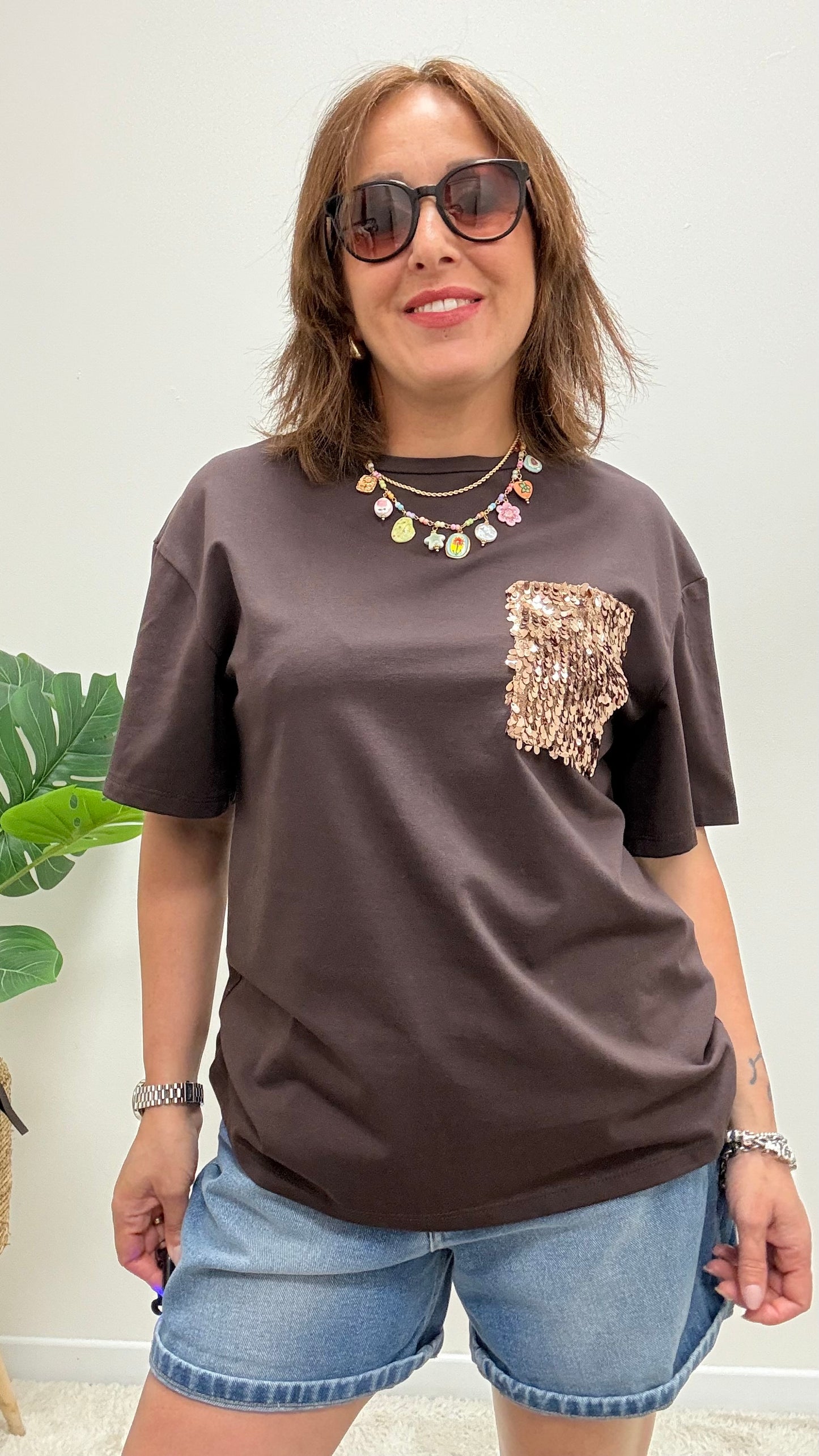 T-shirt tasca paillettes Moro Susy Mix