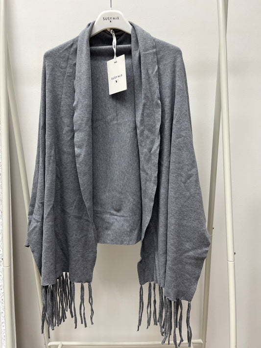 Poncho con frange Susy Mix Grigio