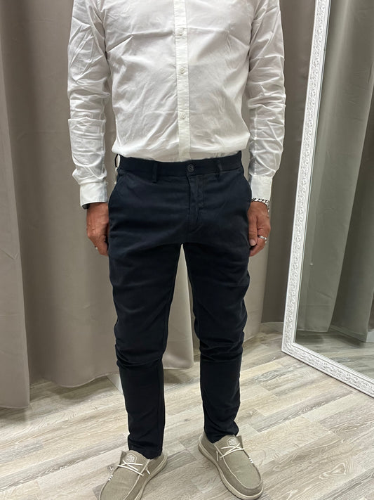 Gianni Lupo Pantalone Chinos Uomo Modello Tahoma Blu Navy