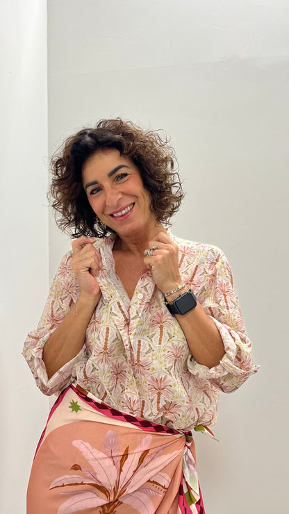 Camicia fantasia palmine rosa HaveOne Art.CSV-Q508