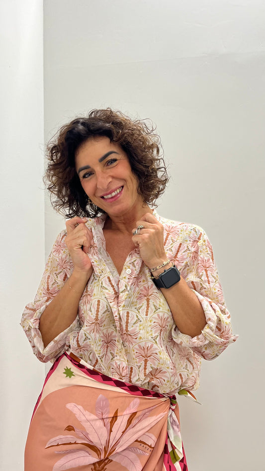 Camicia fantasia palmine rosa HaveOne Art.CSV-Q508