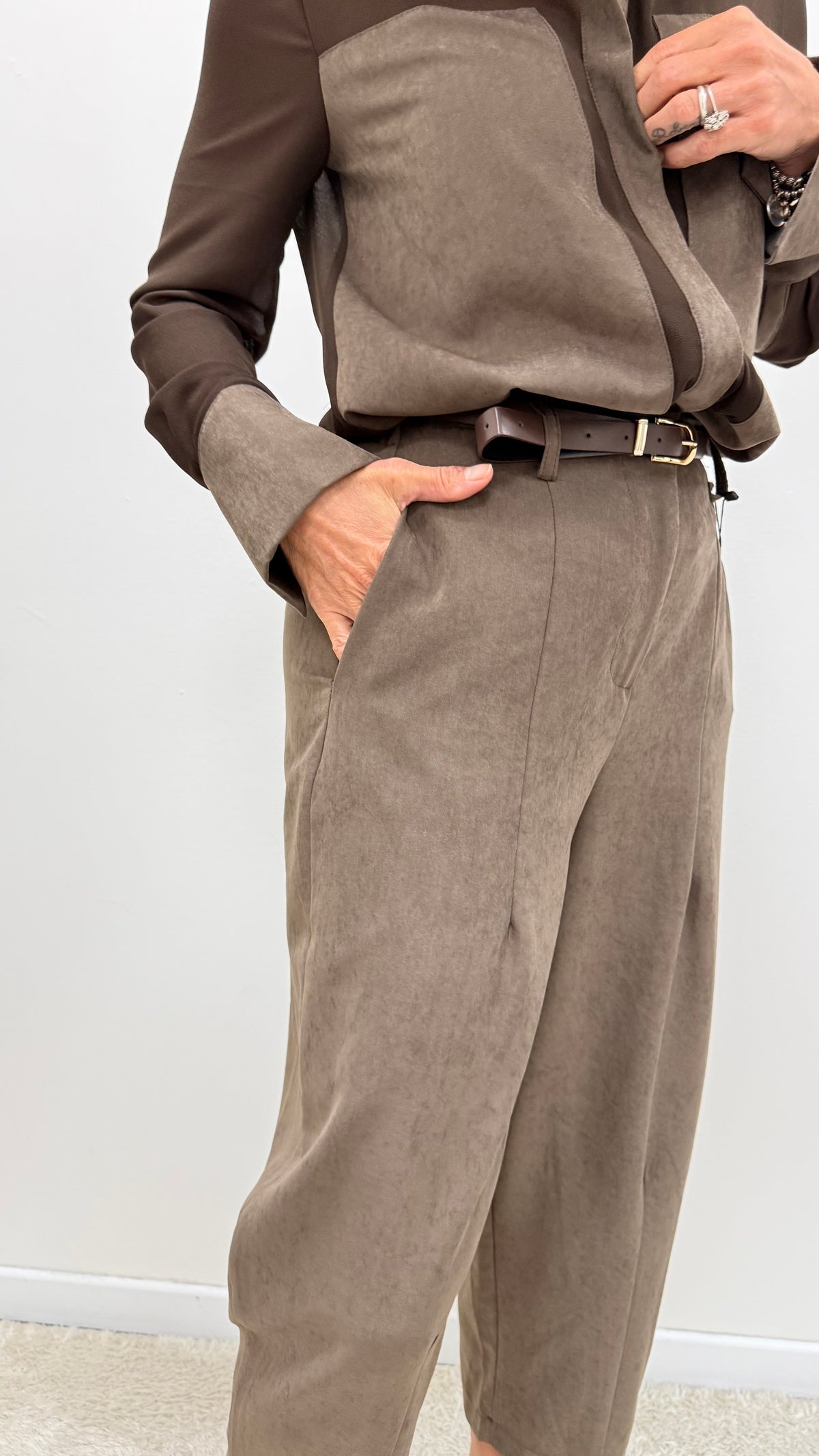 Pantaloni balloon effetto scamosciato Extasy
