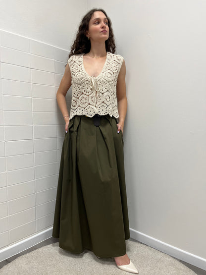 Susy Mix Gilet in Macramé Beige