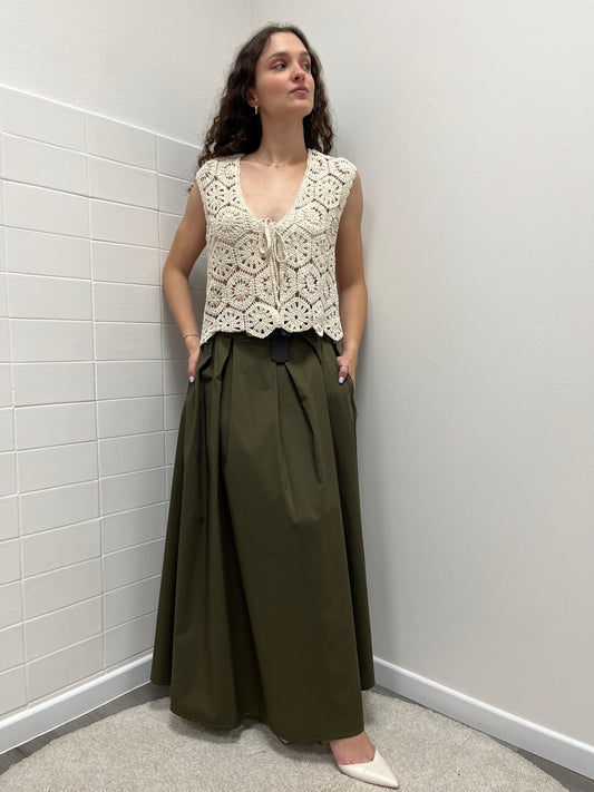 Susy Mix Gilet in Macramé Beige