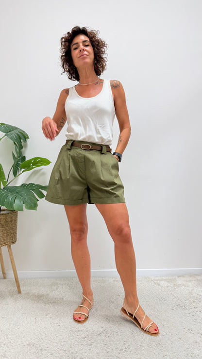Shorts a Campana con Risvolto  Verde Militare HaveOne Art.PFL-Q674