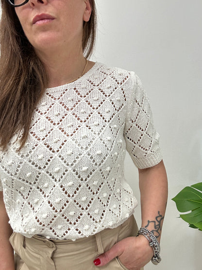 Haveone maglia lavorazione  crochet mezza manica a sbuffo
