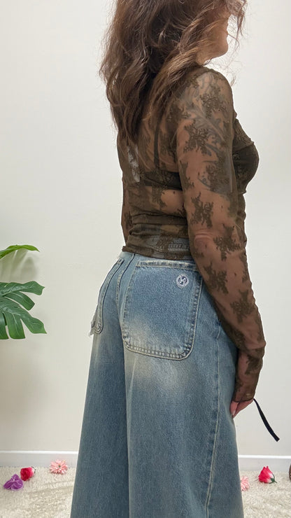 Maglia pizzo con guantino Susy Mix moro