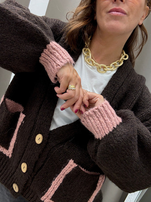 HaveOne Cardigan Tre Bottoni Moro