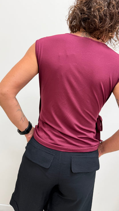 Blusa incrocio con nodo Extasy vino