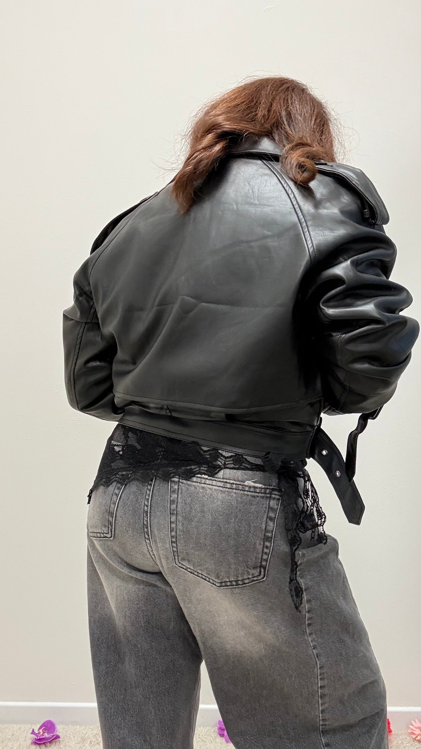 Bomber ecopelle con Martingala e cintura Memoire