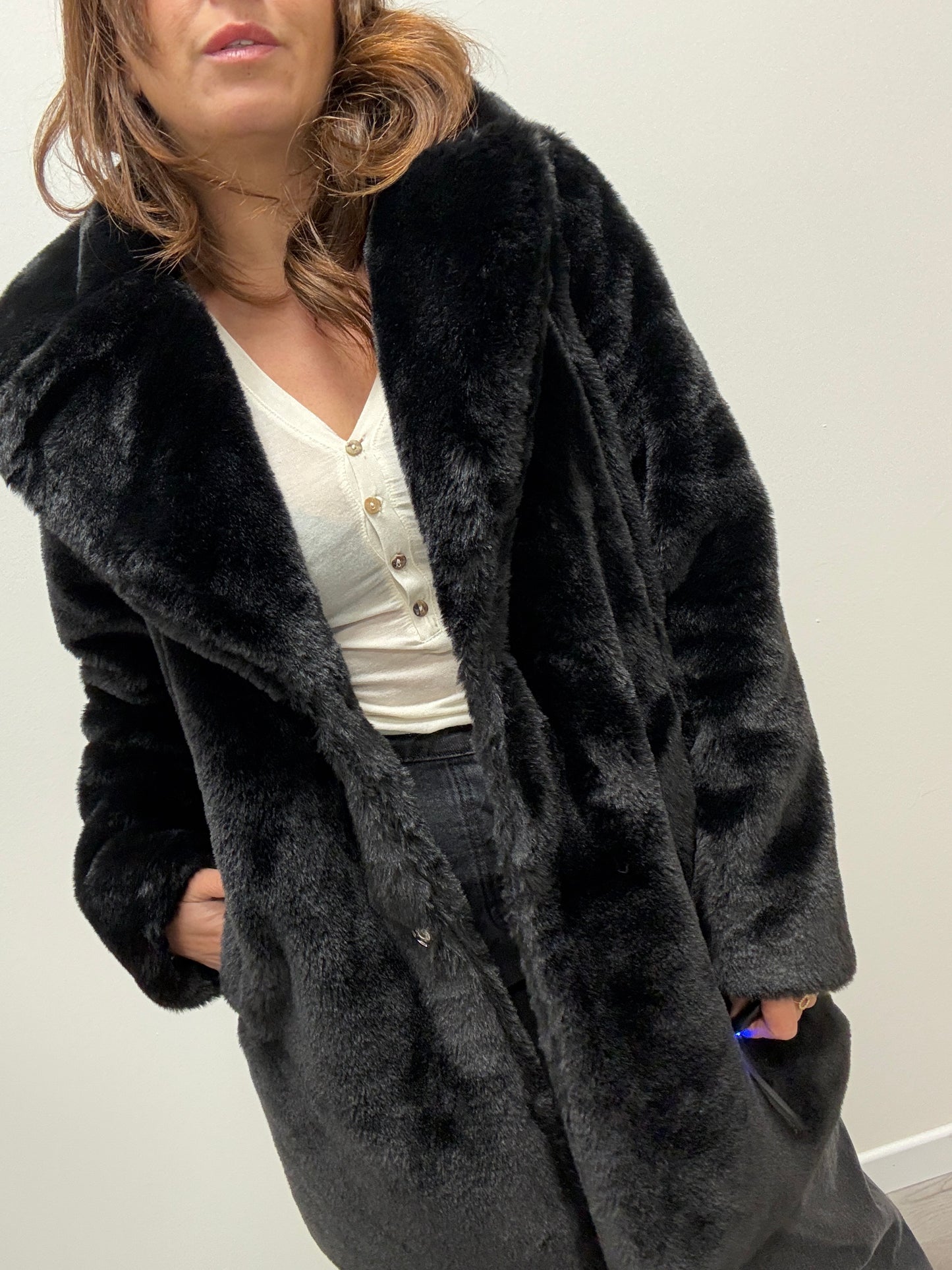 Pelliccia eco nero midi Haveone