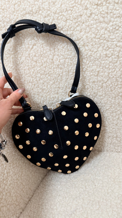Borsa cuore borchie oro nero Memoire