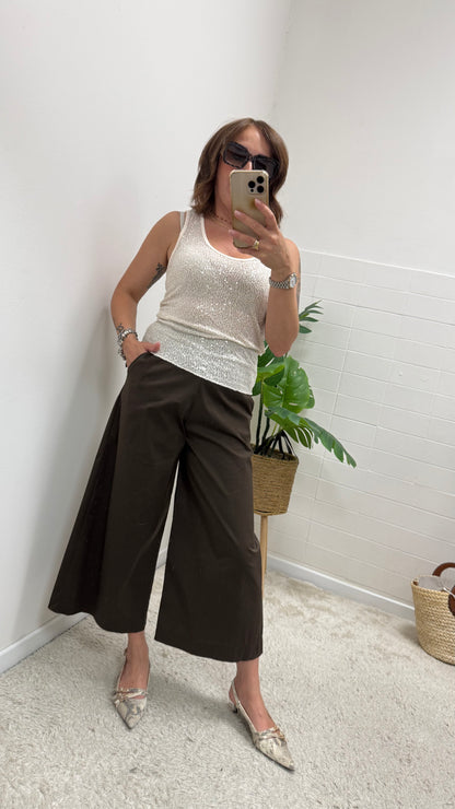 Canotta in Paillettes Burro Susy Mix