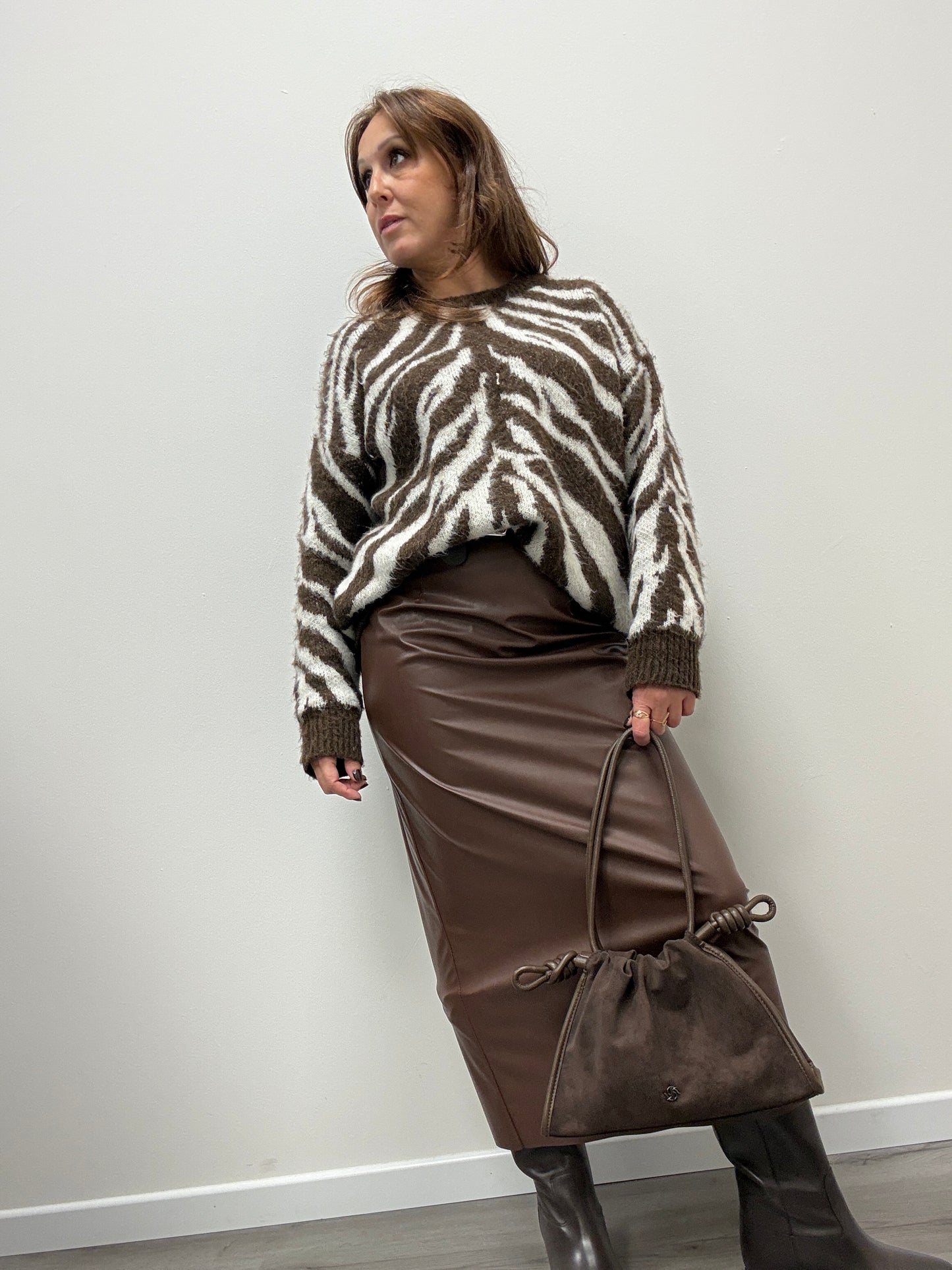 Gonna matita in Ecopelle Moro HaveOne