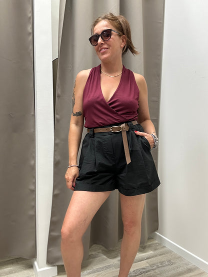 HaveOne Shorts con Risvolto Nero