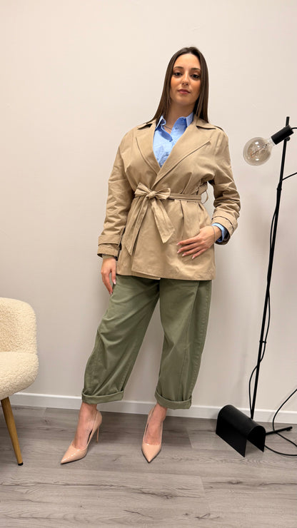 Trench corto classico con cintura Susy Mix