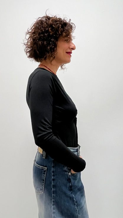 Maglia in viscosa con nodo Susy Mix nero