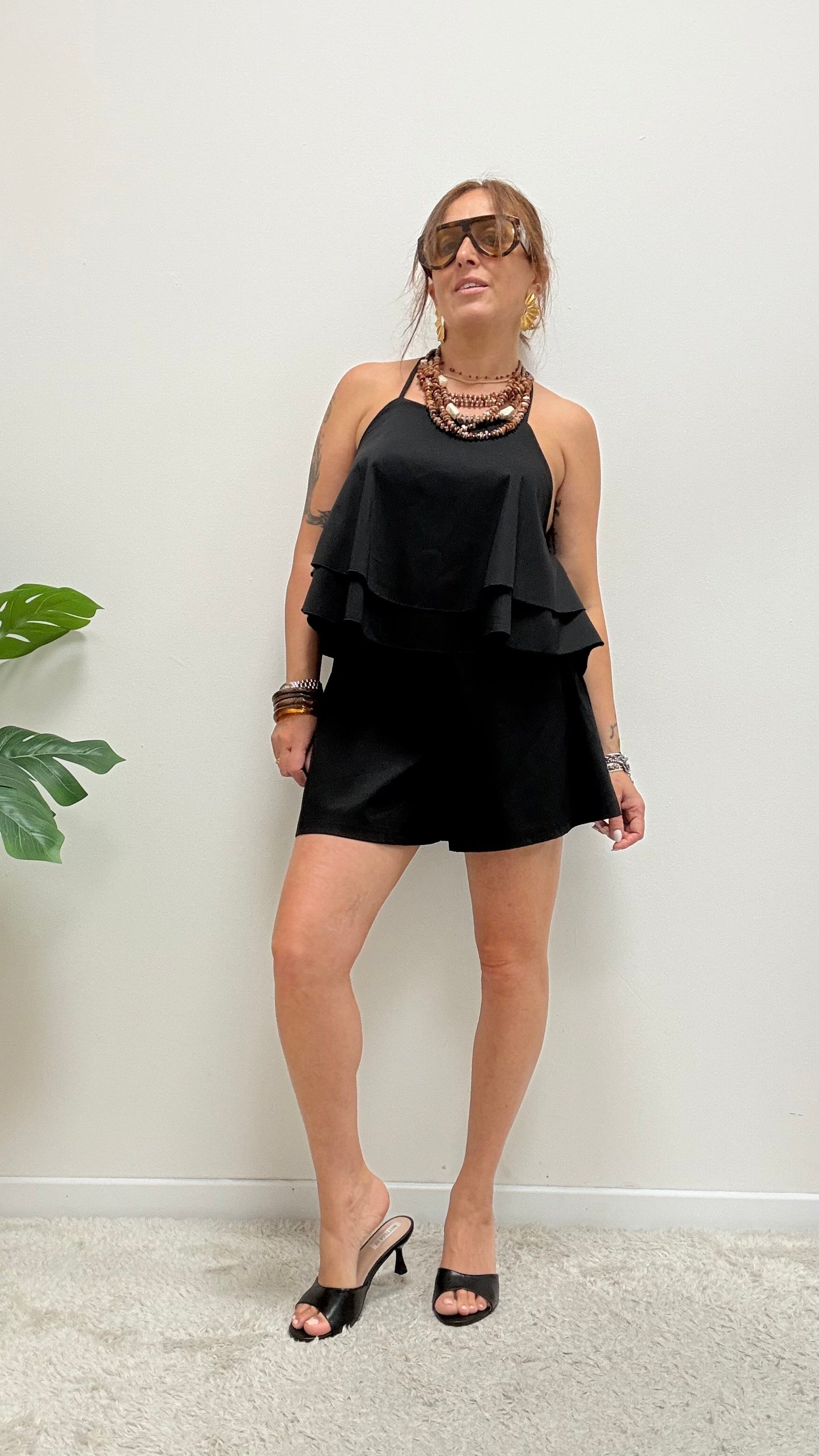 Shorts farfalla cotone My-d nero
