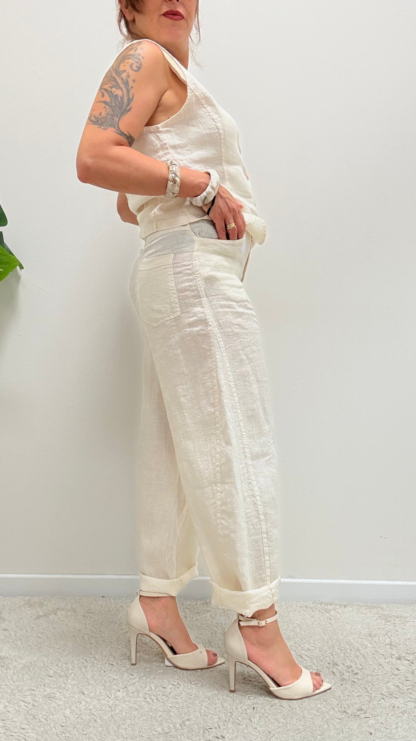 Pantaloni Barbara in lino burro Haveone