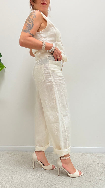 Pantaloni Barbara in lino burro Haveone