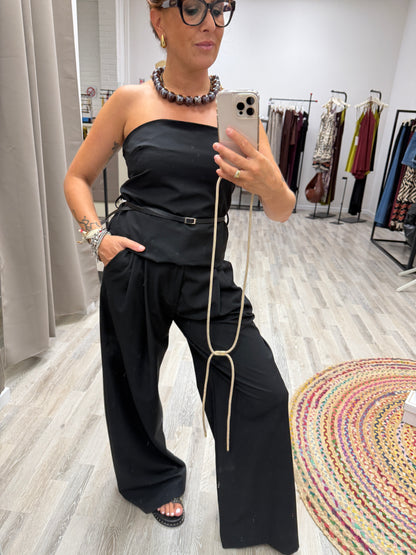 My D Completo nero con Top e Pantalone Palazzo