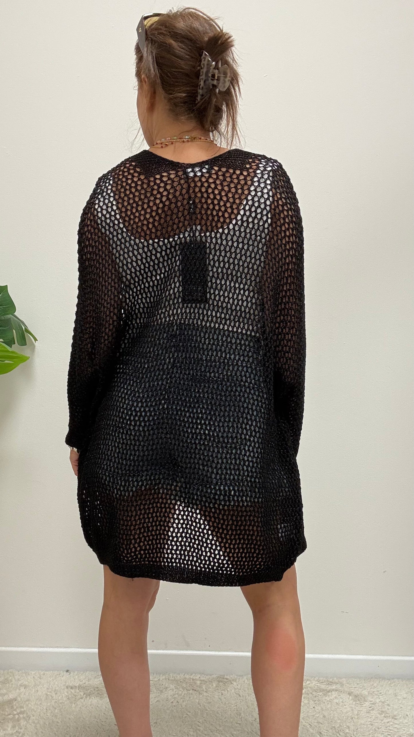 Cardigan coprispalle traforato nero Extasy
