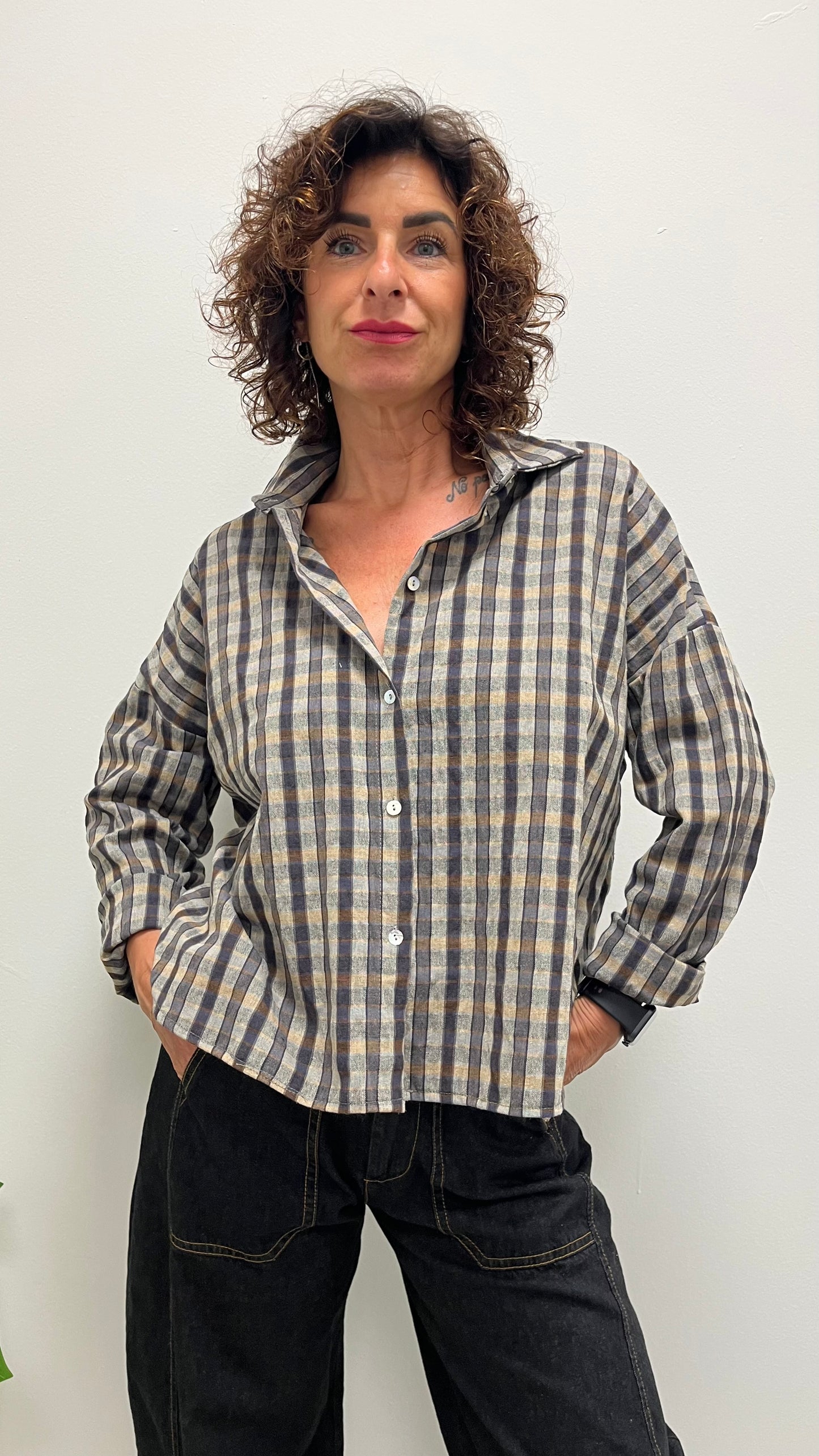 Camicia Over Quadri blu e moro HaveOne CNO-R060