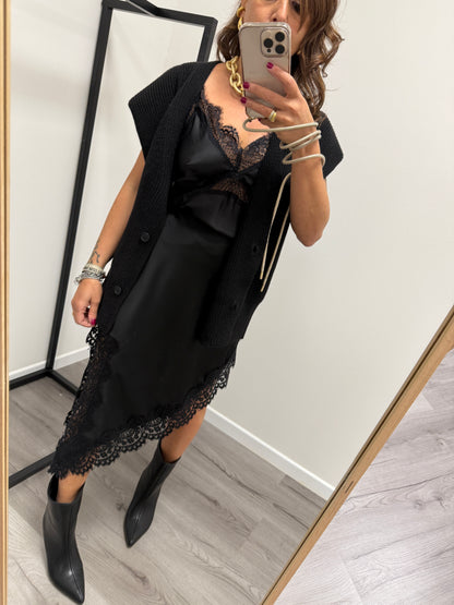 Top pizzo viscosa Nero Haveone