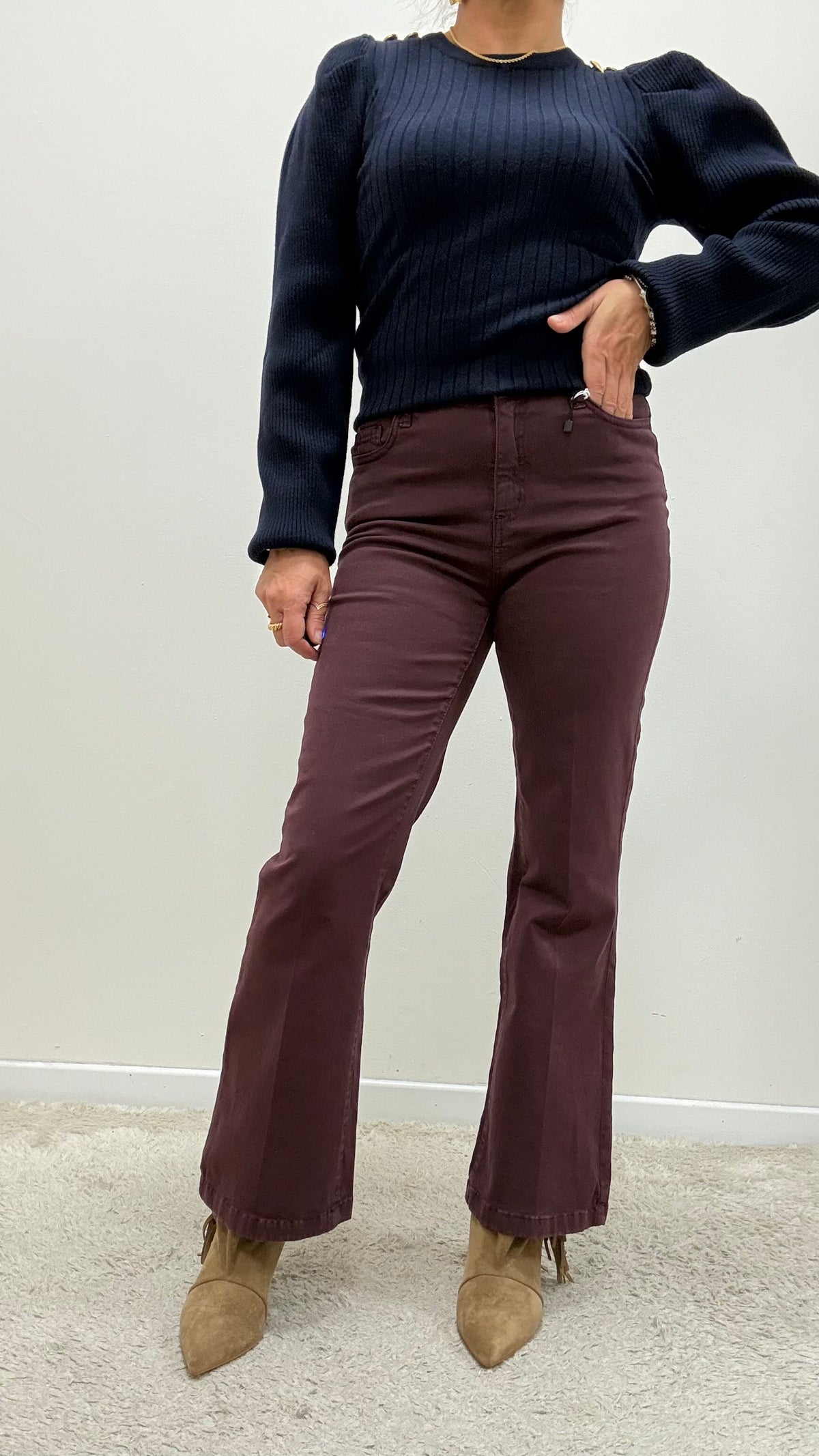 Pantaloni a trombetta Extasy bordeaux