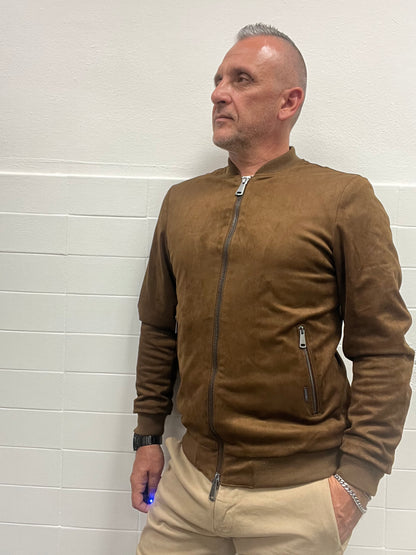 Giacca Bomber in Ecocamoscio Tabacco Gianni Lupo