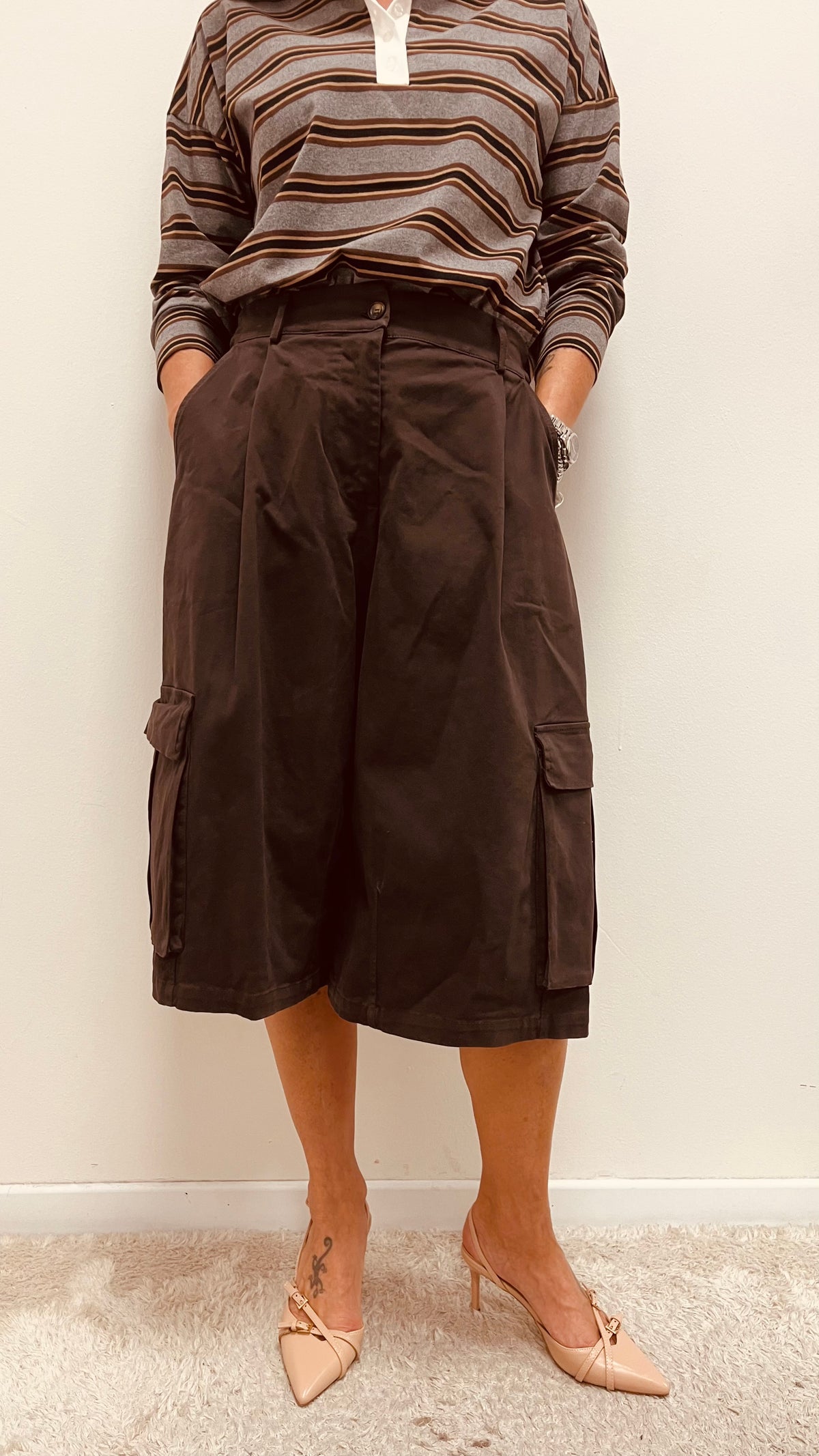 Bermuda cargo donna cioccolato My-d