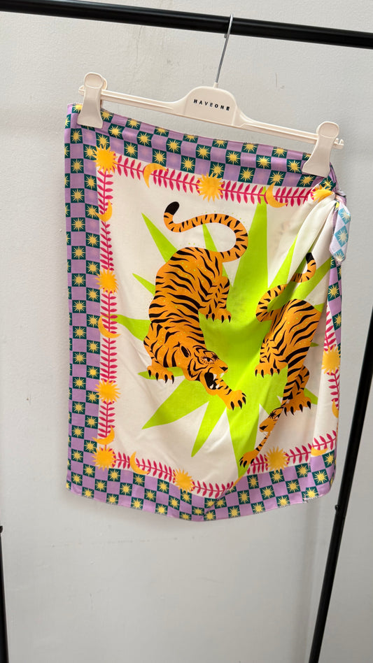 Gonna pareo corta tigre lime Haveone art. GVS-Q193