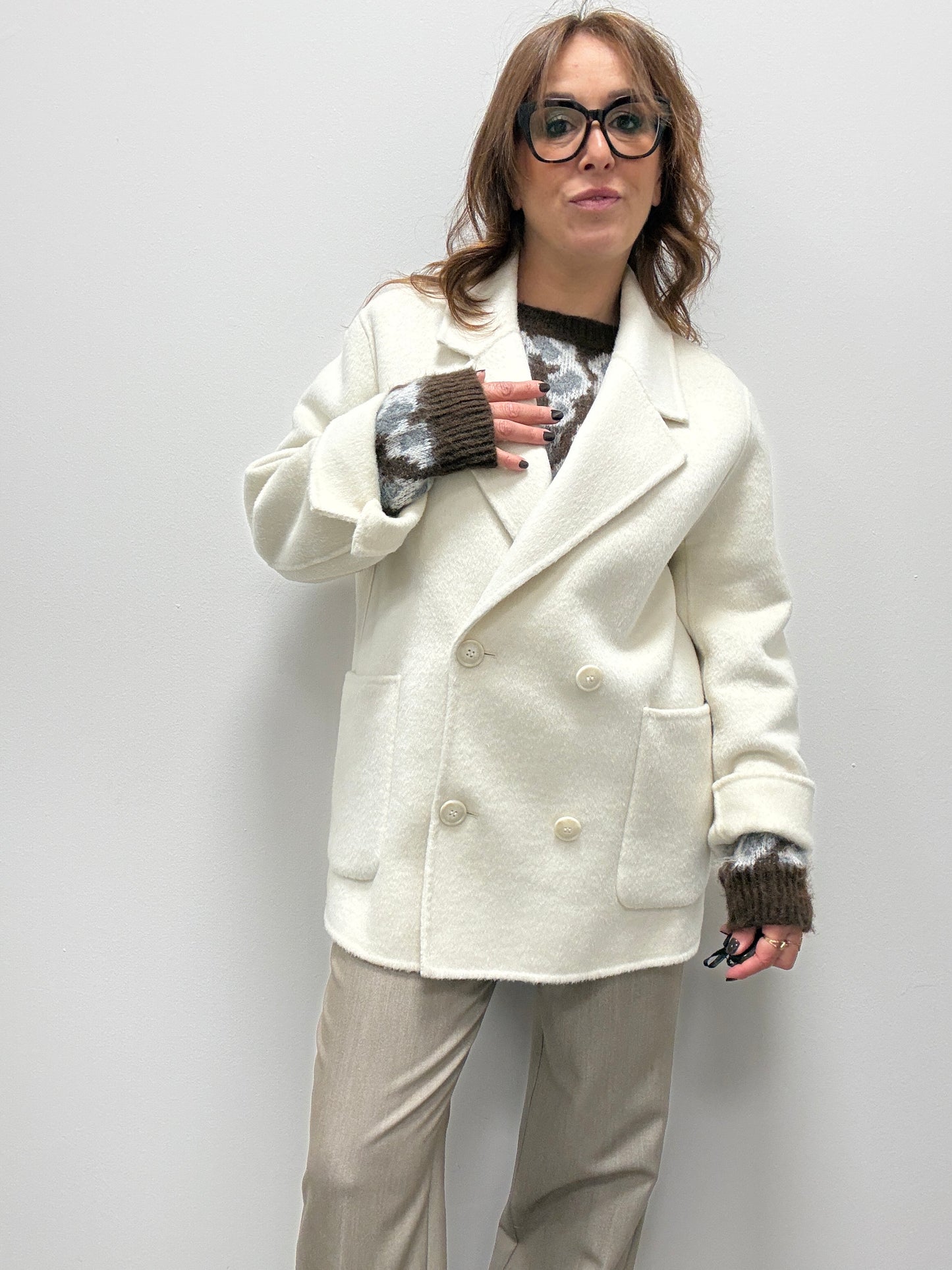 HaveOne Giacca Cappotto Doppiopetto Burro