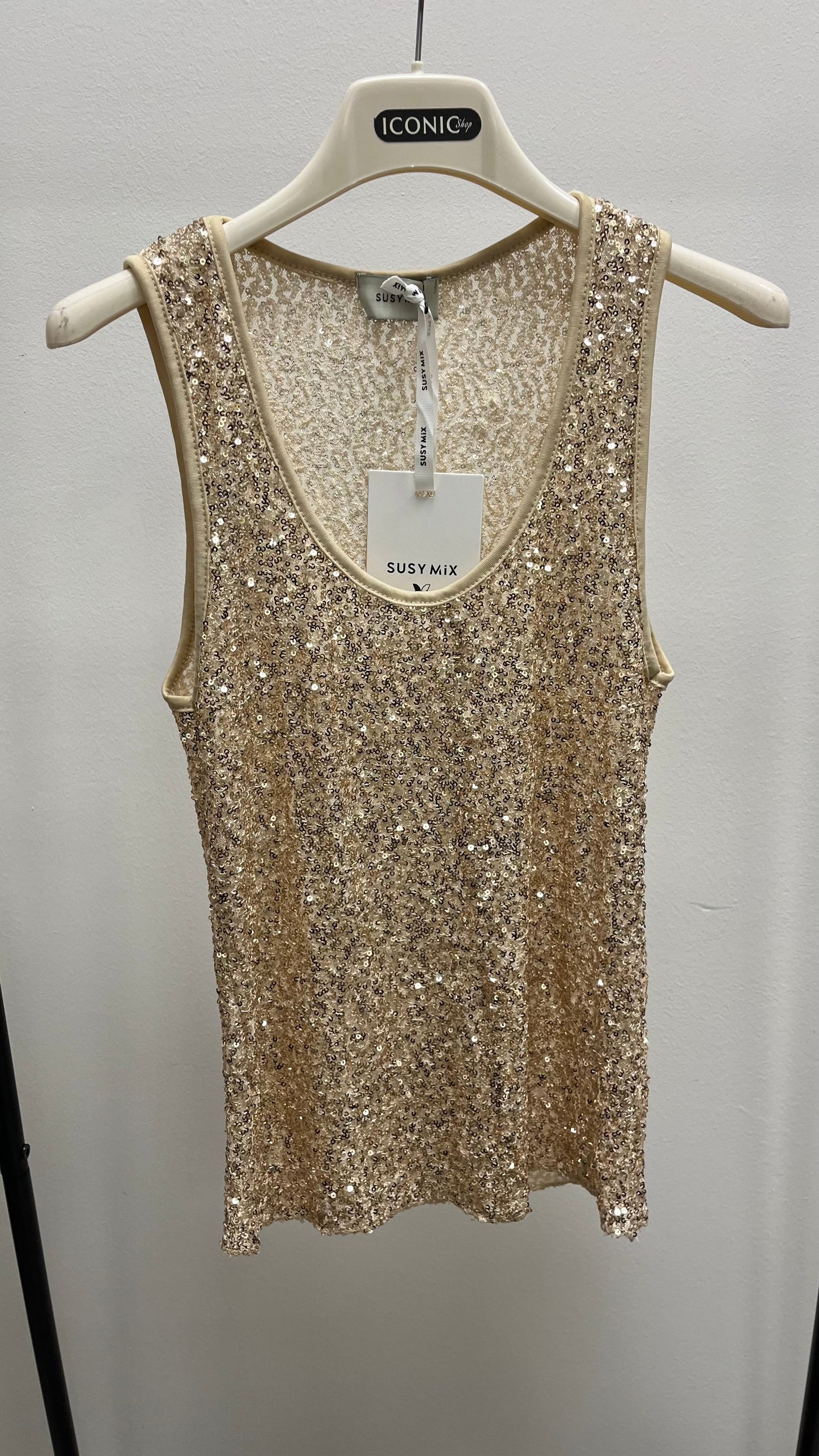 Canotta in Paillettes Oro Susy Mix